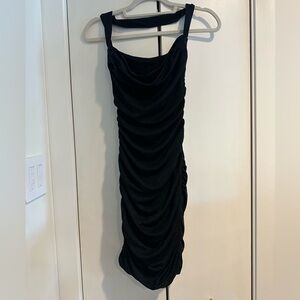 Oh Polly Black Sparkle Ruched Mini Dress